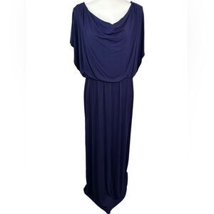 C. Wonder Elastic Waist Navy Indigo Blue Maxi Dress Women's Size Large